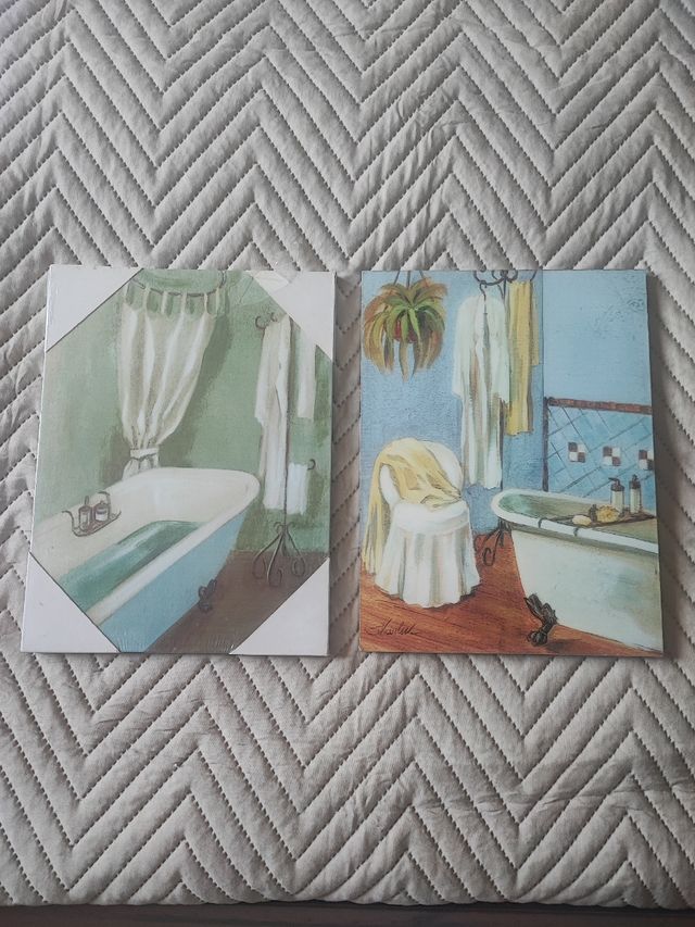 2 Cuadros baño vintage