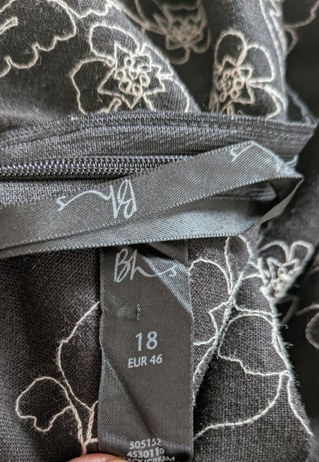 Gonna Bhs nera fiori bianchi tg 46