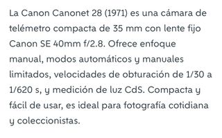 CANON CANONET 28 40MM ANALOGICA “PIEZA COLECCION”