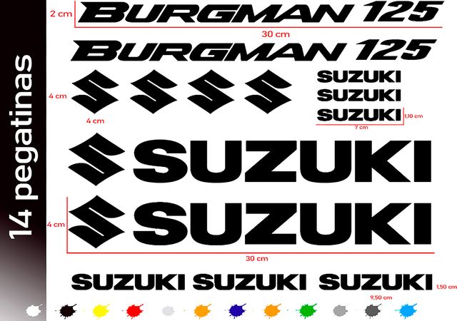 14 PEGATINAS SUZUKI BURGMAN