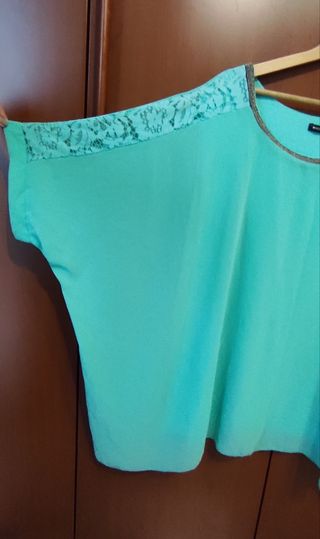 Blusa verde acquamarina, taglia unica