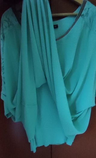 Blusa verde acquamarina, taglia unica