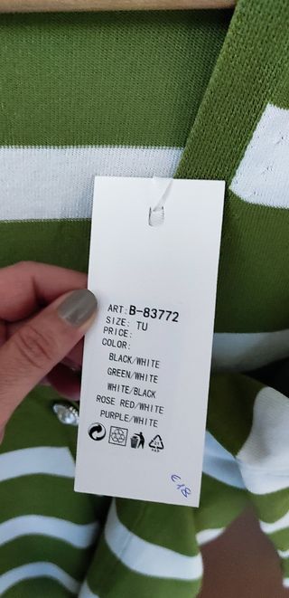 Cardigan a righe bianche e verdi, taglia unica