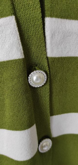 Cardigan a righe bianche e verdi, taglia unica
