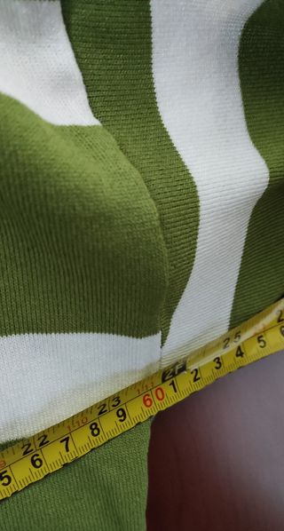 Cardigan a righe bianche e verdi, taglia unica