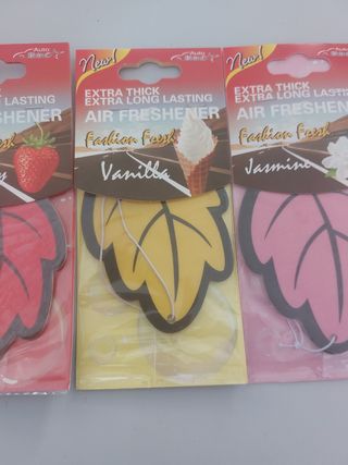 3 Ambientadores Carro - Morango, Baunilha, Jasmim