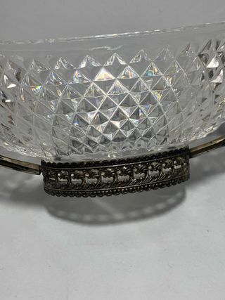 Centrotavola in metallo argentato e cristal