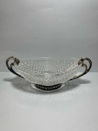Centrotavola in metallo argentato e cristal