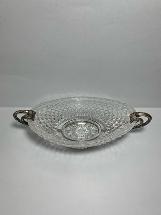 Centrotavola in metallo argentato e cristal