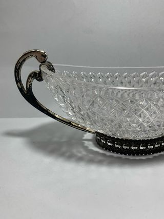 Centrotavola in metallo argentato e cristal