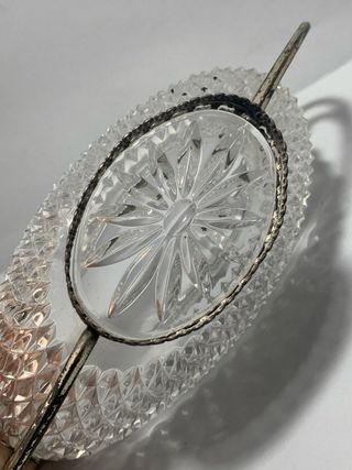 Centrotavola in metallo argentato e cristal