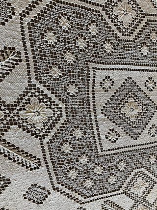 Colcha o mantel encaje de punto de red
