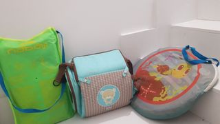 Pack de bebé. Piscina, parasol y trona viaje