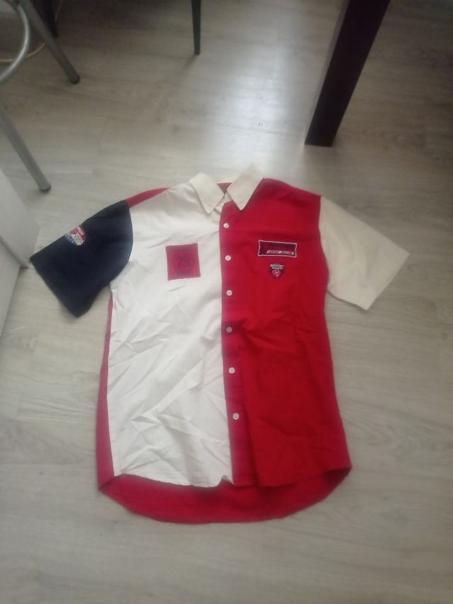 Camisa Seaport roja y blanca manga corta