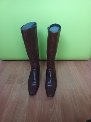 Botas Marrón Piel - Tacón