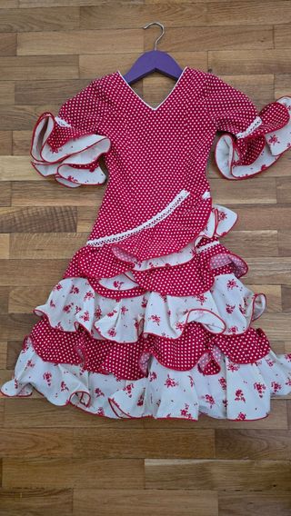 Vestido niña flamenco rojo-blanco
