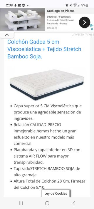 Colchón Viscoelástico de BambooSoja Airflow Sys
