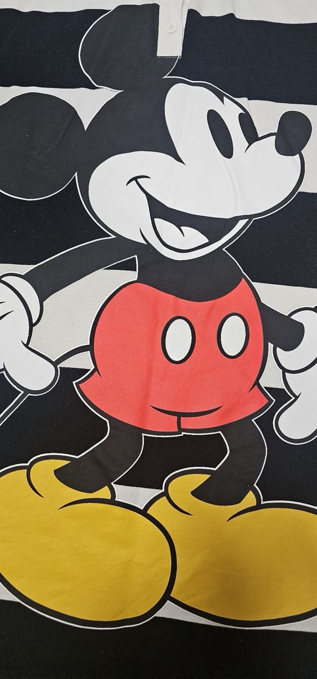 Polo Mickey Mouse rayas blanco-negro