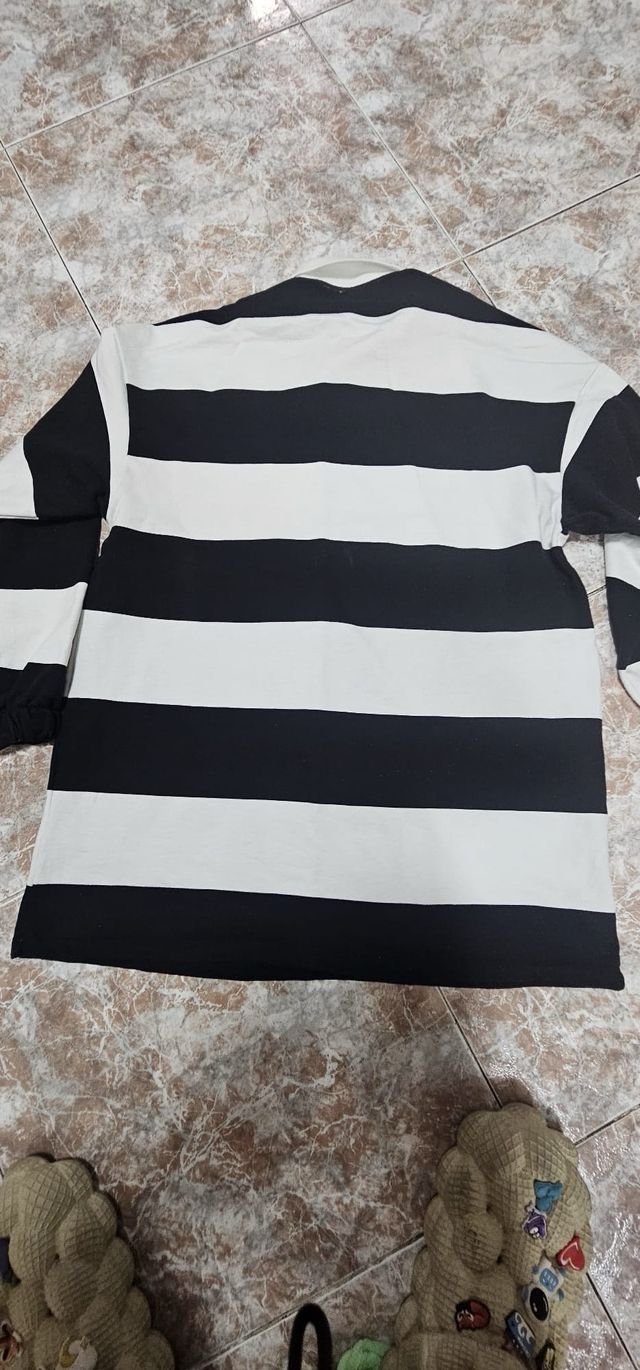 Polo Mickey Mouse rayas blanco-negro