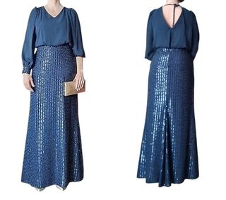 Vestido fiesta lentejuelas azul marino