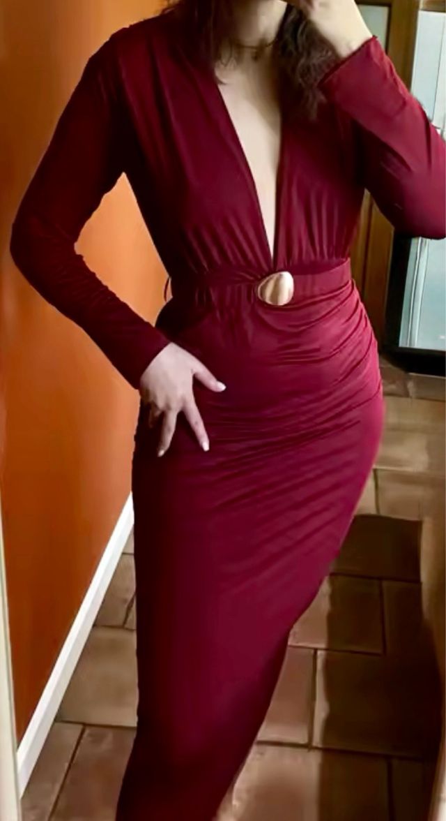 Vestido largo granate