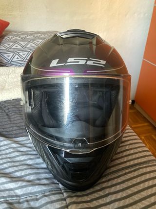 Casco moto LS2 - Negro/ purpura talla XS