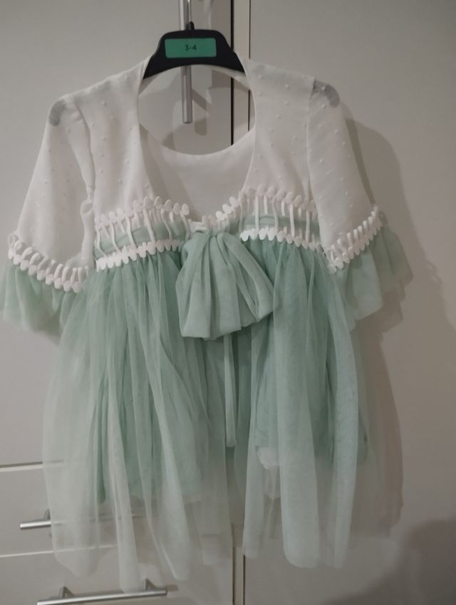 Vestido niña 3-4 años - Tul verde