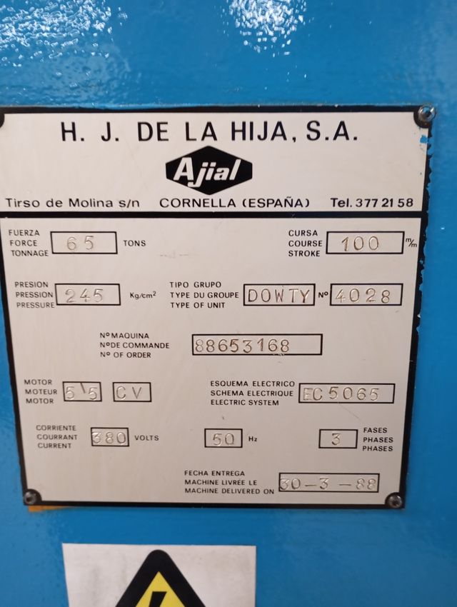 Plegadora hidraulica Ajial 3000 x 65 tn