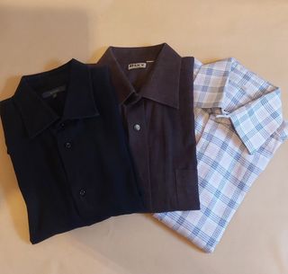 3 Camicie Uomo - Nero, Marrone bianca a quadri