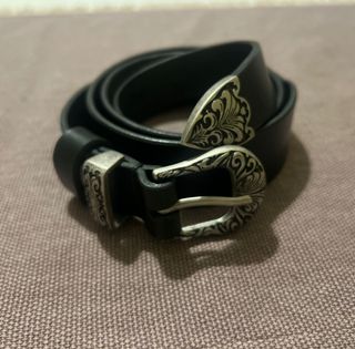 Cintura in pelle nera - fibbia argento