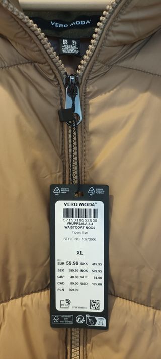 Chaleco acolchado Vero Moda marrón - Talla xl o 46