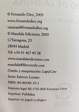 Libro "El Legado De La India" de Fernando Díez 