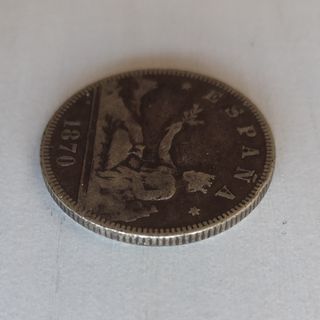 Moneda de plata de 2 ptas DEM, España 1870