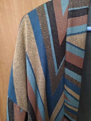 Chaqueta kimono mujer dorada-teal