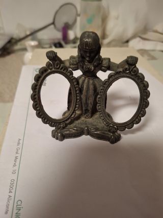 PORTAFOTOS DOBLE ART DECO CIRCA 1900 BRONCE PLATEA
