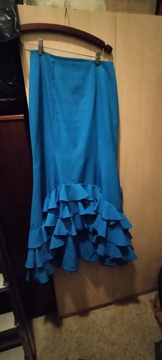 Falda rociera azul - Talla L