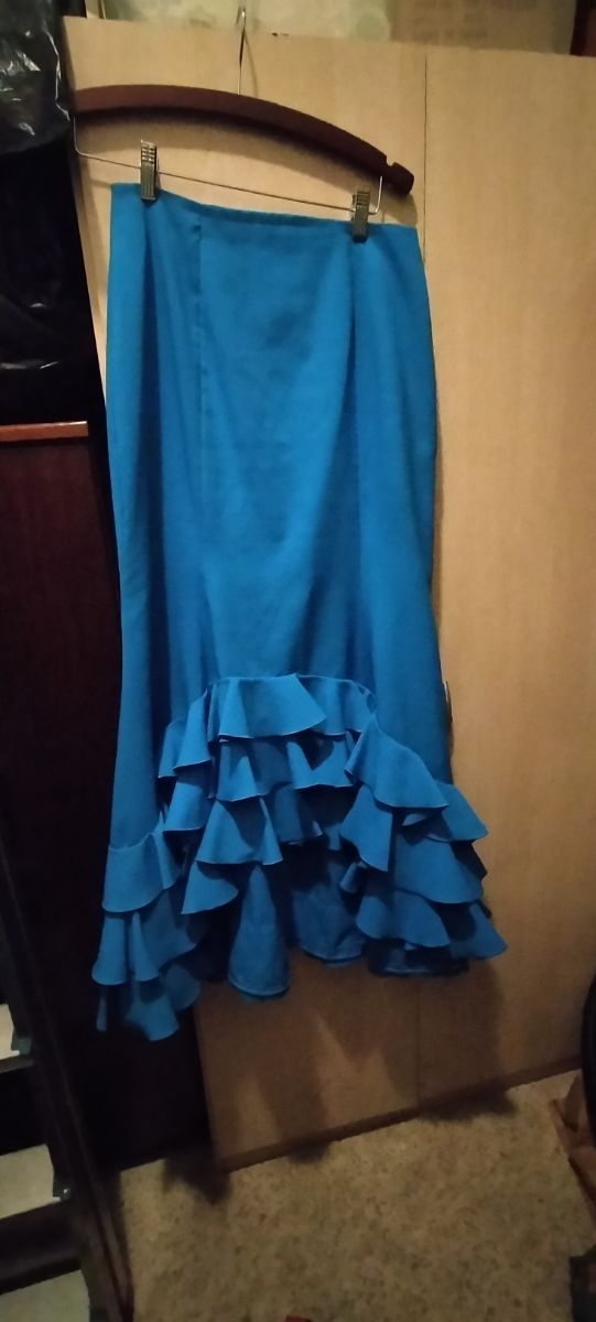 Falda rociera azul - Talla L