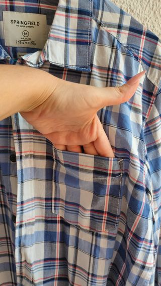 Camisa hombre cuadros azules y parches