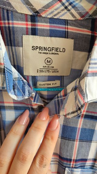 Camisa hombre cuadros azules y parches