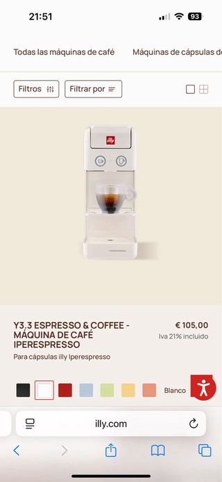 Cafetera Illy Y3.3 Espresso & Coffee precintada