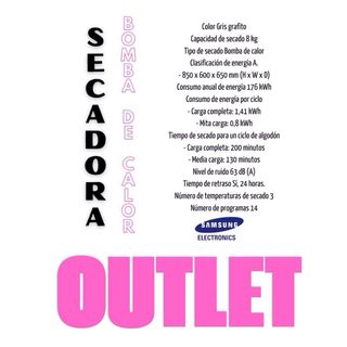 Secadora Samsung inox 8kg bomba de calor 