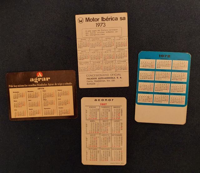 Lote 4 calendarios bolsillo tema maquinaria.