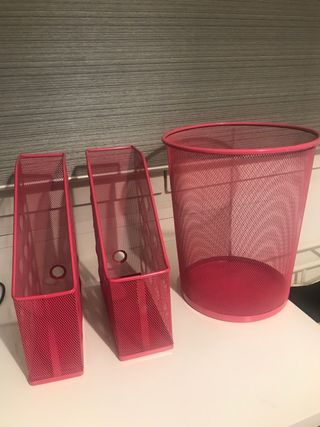 Kit escritorio metal rosa