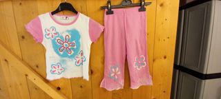 Completo bimba fiori rosa tg 5 anni