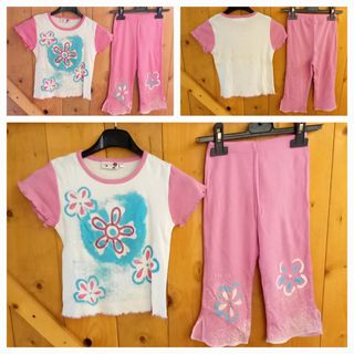 Completo bimba fiori rosa tg 5 anni
