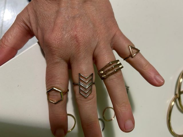 Set orecchini e anelli metallo dorato