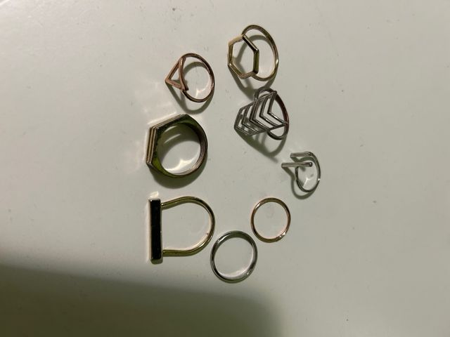 Set orecchini e anelli metallo dorato