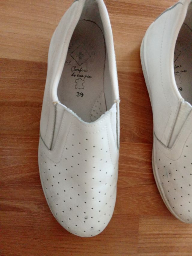 Zapatos sanitarios blanco 39 de piel anatómicos