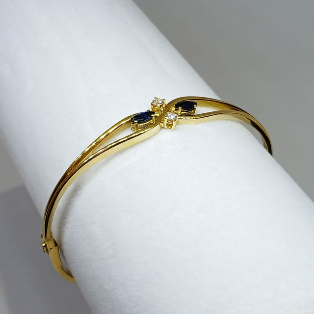 Esclava Oro Brillantes Zafiros