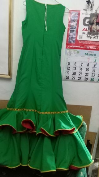Traje Flamenca Verde - Rojo